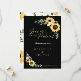 Love is Patient Yellow Watercolor Sunflower Wreath Save The Date