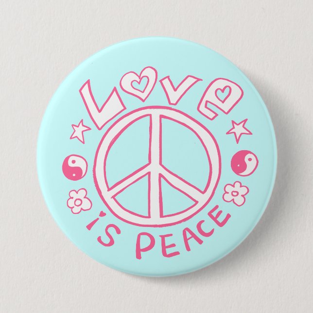 Love is Peace- Pink/ Sky Button (Front)