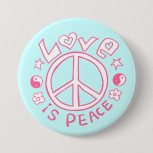 Love is Peace- Pink/ Sky Button