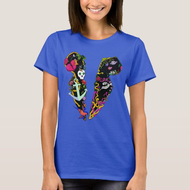 Love Is Poison Tattoo Tux Graphic T-Shirt (Front)