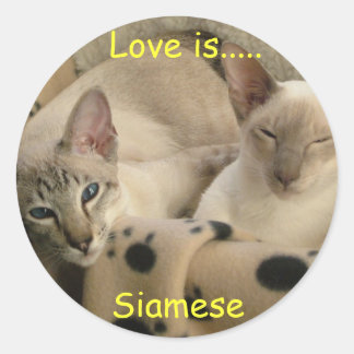 Love is....., Siamese Classic Round Sticker