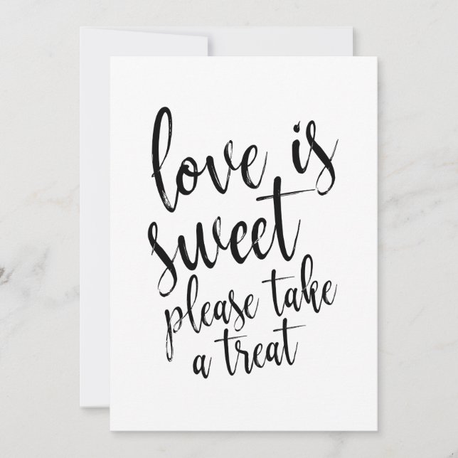 Love is Sweet Affordable Wedding Favours Sign Invitation (Front)