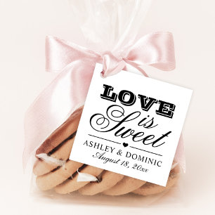 Love is Sweet Black and White Wedding Monogram Favour Tags