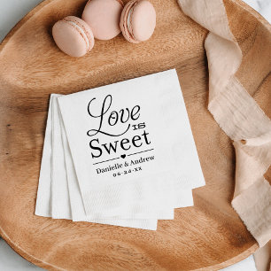 Love Is Sweet Black Monogram Wedding Napkin