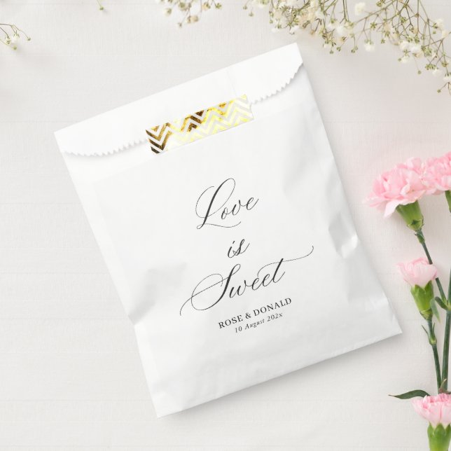 Love is sweet black script wedding favour bag (Sealed)