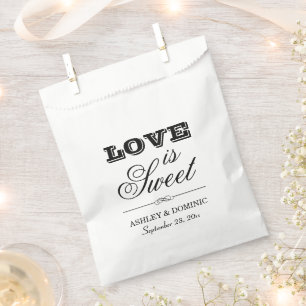 Love is Sweet  Black Wedding Monogram Favour Bag