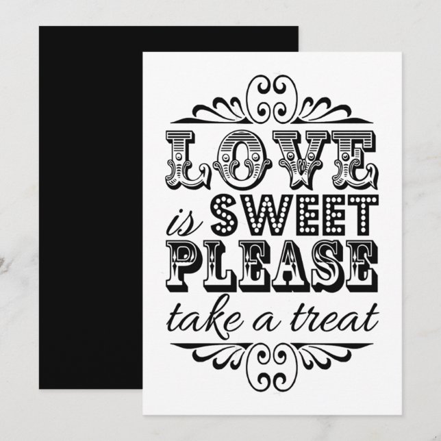 Love Is Sweet - Black & White Wedding Sign (Front/Back)