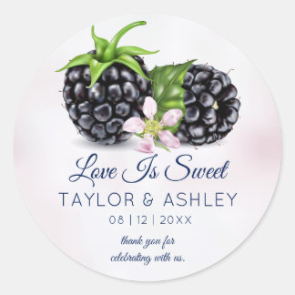 Love Is Sweet Blackberry Fruit | Wedding Classic Round Sticker