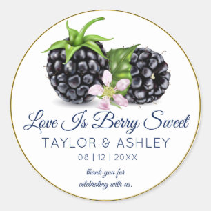Love Is Sweet Blackberry Fruit   Wedding Classic Round Sticker