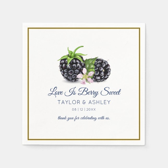 Love is Sweet Blackberry Fruit | Wedding Napkin (Front)