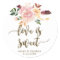 love is sweet boho floral pink favour sticker