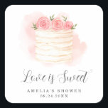 Love Is Sweet Bridal Shower Square Sticker<br><div class="desc">Gorgeous "Love is Sweet" sticker for your bridal shower!</div>