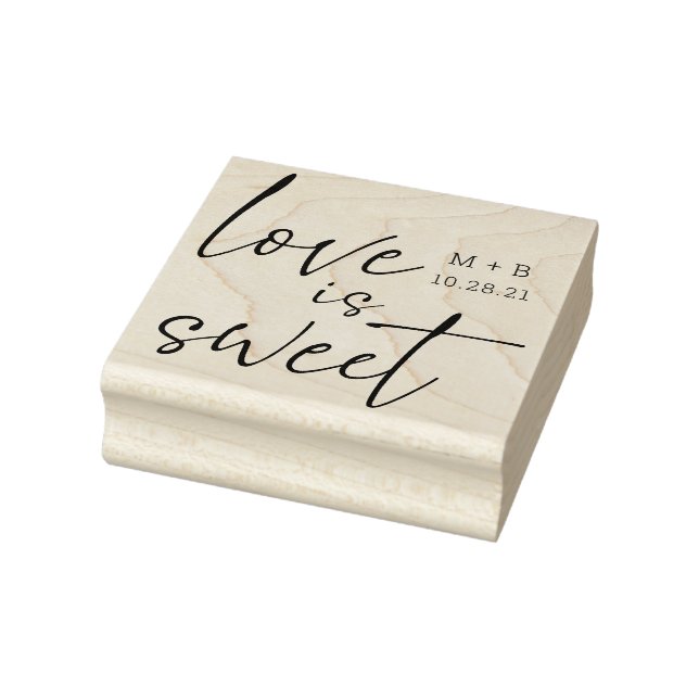 Love is Sweet Calligraphy Wedding Wood Art Stamp (Stamp)