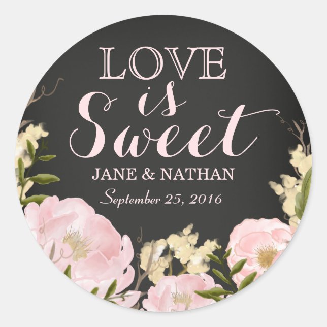 Love is Sweet Chalkboard Wedding Sticker (Front)