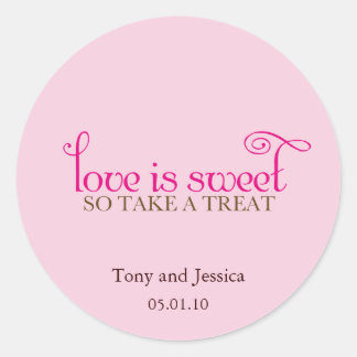love is sweet classic round sticker