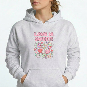 Love Is Sweet Cœurs Mignons Pullover À Capuche Pas