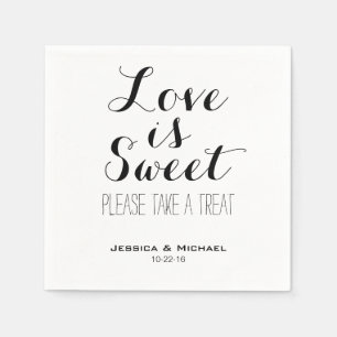 Love is sweet custom black and white wedding napkin