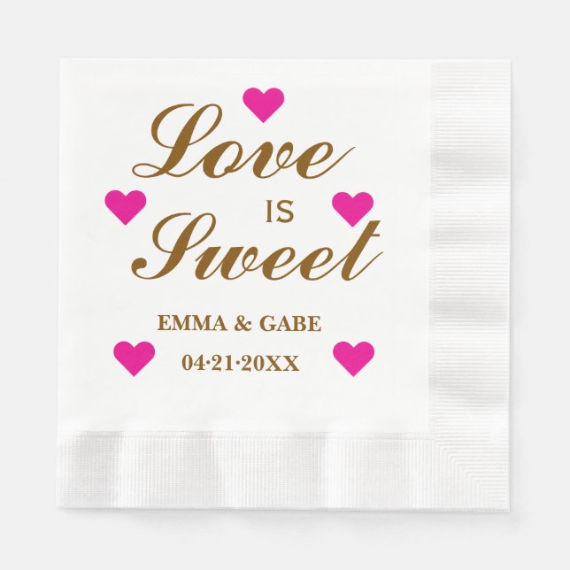 Love is Sweet Custom Script Wedding Monogram Napkin (Front)
