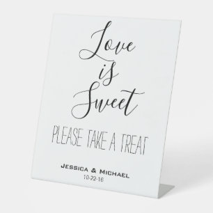 Love is sweet custom wedding favour candy buffet  pedestal sign