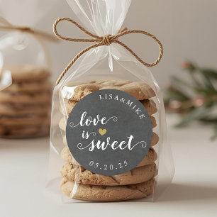Love is Sweet Custom Wedding Favour Chalkboard Classic Round Sticker