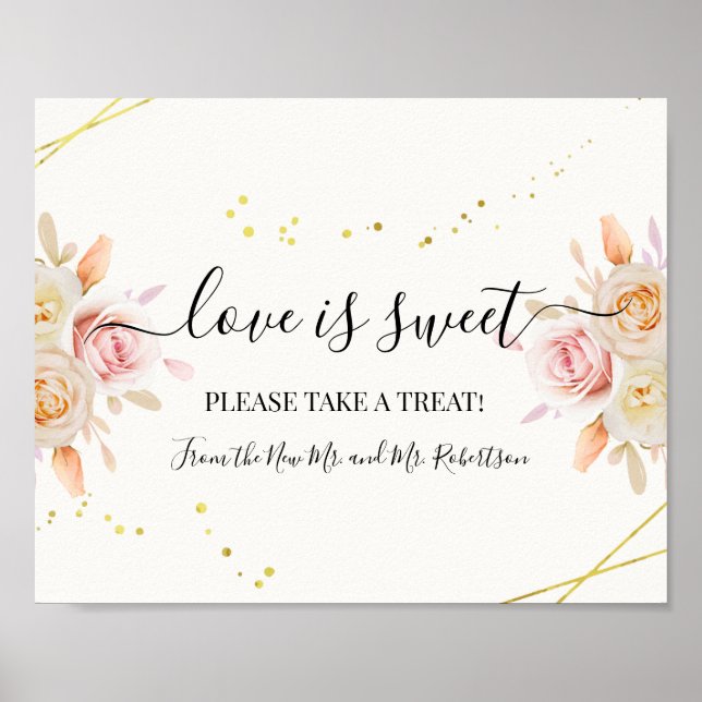 Love is Sweet Dessert Table Wedding Floral Sign (Front)