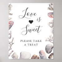 Love is Sweet Dessert Watercolor White Sea Shell