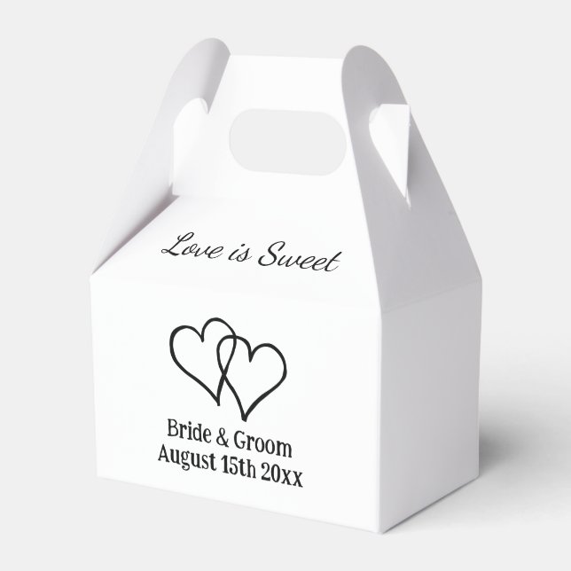 Love is sweet double heart wedding logo custom favor box (Front Side)