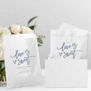 Love is Sweet Dusty Blue Wedding Fun Heart Favour Bag