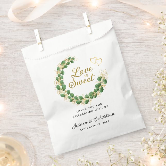 Love is Sweet Elegant Eucalyptus Wedding Thank You Favour Bag (Clipped)