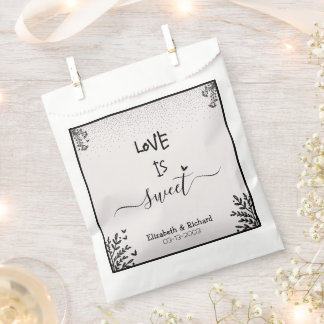 Love is sweet elegant fun script wedding favour bag