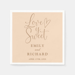 Love Is Sweet Elegant Modern Soft Peach Wedding Napkin