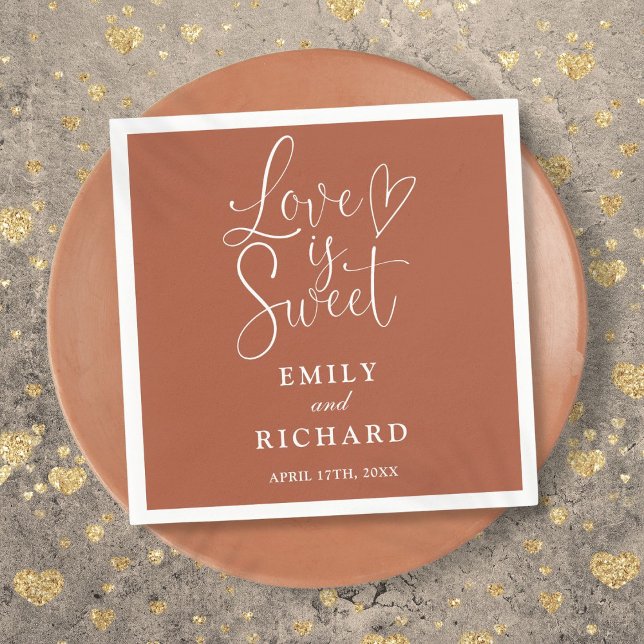 Love Is Sweet Elegant Modern Terracotta Wedding Napkin (Love Is Sweet Elegant Modern Terracotta Wedding Napkins)