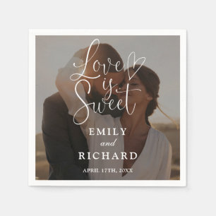 Love Is Sweet Elegant Modern Wedding Photo Napkin