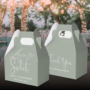 Love Is Sweet Elegant Sage Green Wedding Favor Box