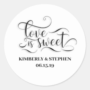 Love is Sweet Elegant Wedding Classic Round Sticker