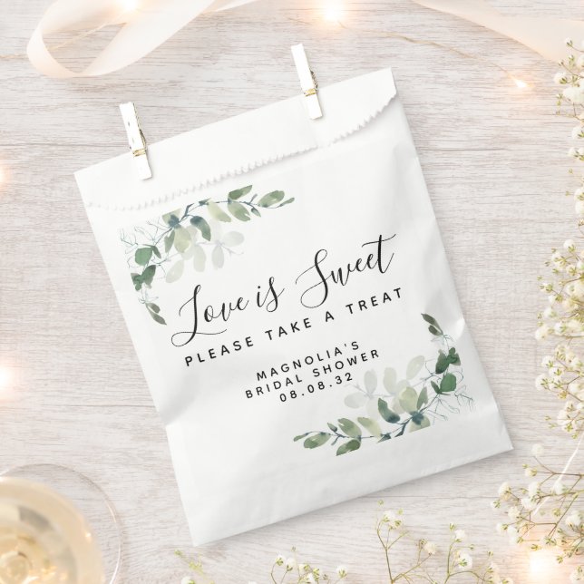 Love is Sweet Eucalyptus Bridal Shower  Favour Bag (Clipped)