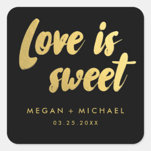 Love is sweet favour sticker gold and black