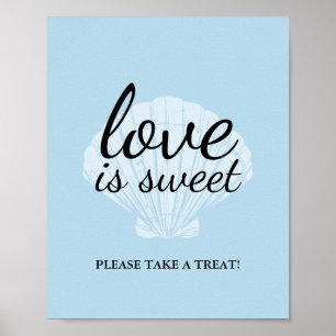 Love is Sweet Favours Sign Seaside Beach Blue