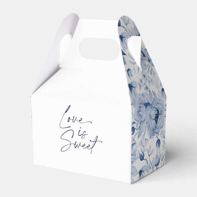 "Love is Sweet" Floral Wedding Favour Box  (Front Side)
