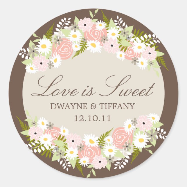 Love is Sweet - Flowers Classic Round Sticker (Front)