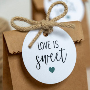 Love is Sweet Gift Tags, Grey Teal Wedding Favour Tags