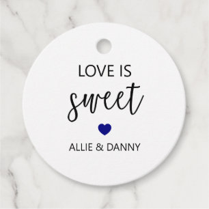 Love is Sweet Gift Tags, Navy Blue Wedding Favour Tags