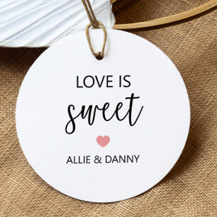 Love is Sweet Gift Tags, Pink Wedding or Shower Favour Tags