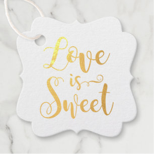 Love is Sweet Gold Calligraphy Wedding Favour Tags