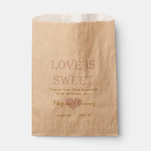 Love Is Sweet Gold et Blush Mariages Sacs (Devant)