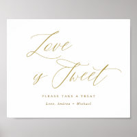 Love is Sweet Gold Wedding Sign Elegant Script