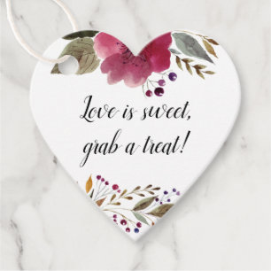 Love Is Sweet Grab A Treat Floral Bridal Shower Favour Tags