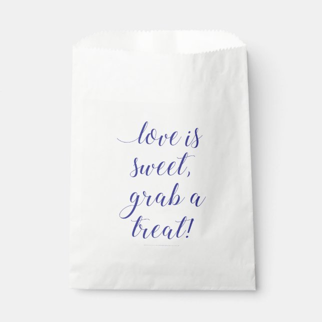 Love Is Sweet Grab A Treat Navy Blue Favour Bag (Front)
