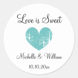 Love is sweet heart custom DIY wedding party favou Classic Round Sticker