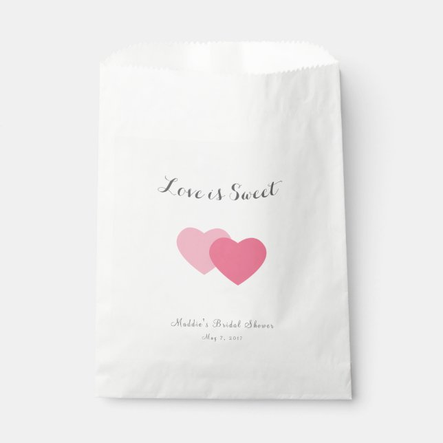 Love is Sweet Hearts Bridal Shower Favour Treat Ba Favour Bag (Front)